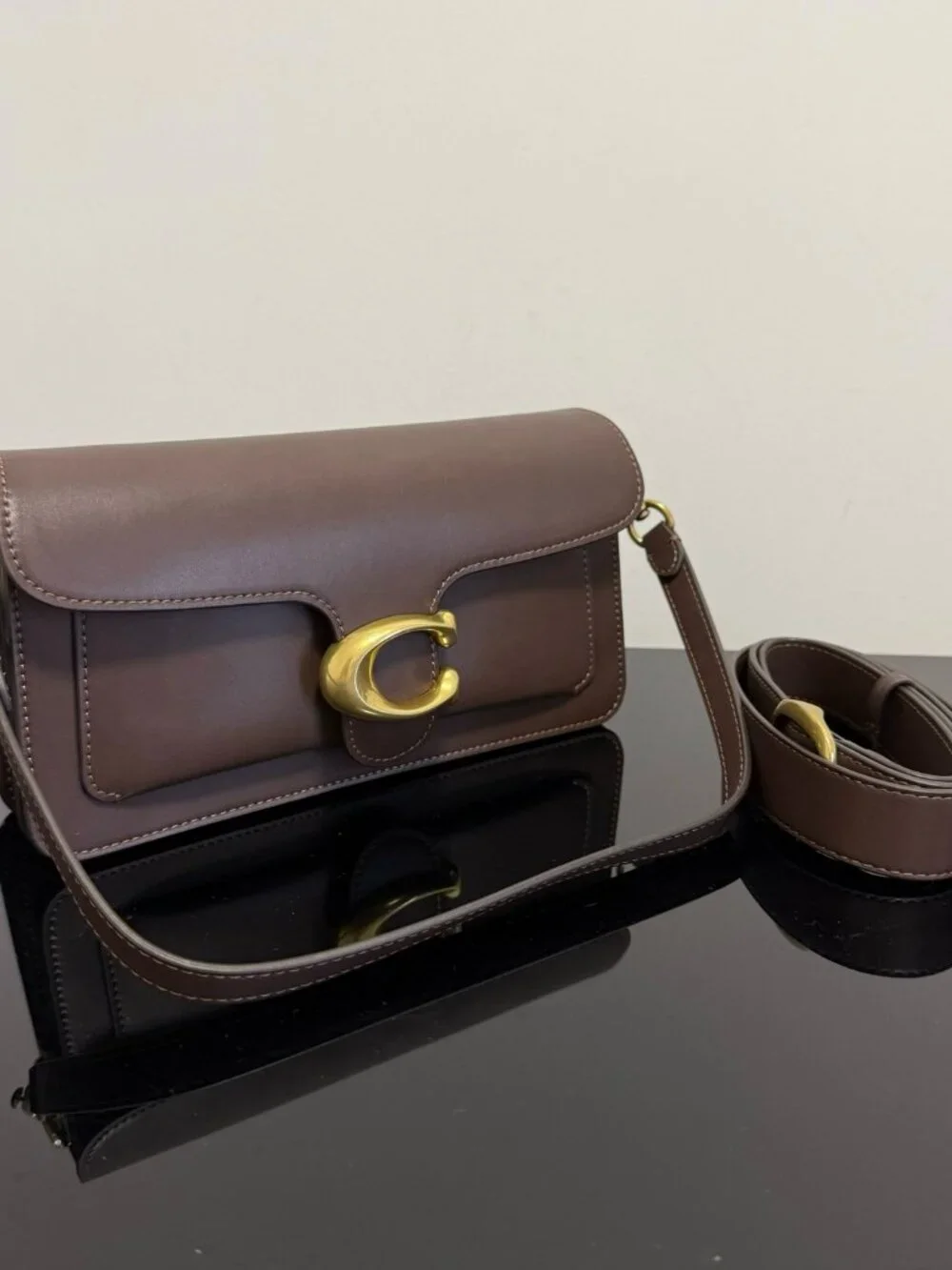 Coach Brown Leather Shoulder Bag with Signature Hardware